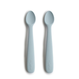 MUSHIE | Siliconen Lepels Blauw - Silicone Feeding Spoons Powder blue