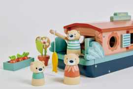 TENDER LEAF TOYS | Houten Otter Familie & Woonboot