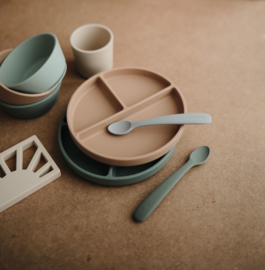 MUSHIE | Siliconen Lepels Grijs & Terra - Silicone Feeding Spoons Stone & Cloudy Mauve