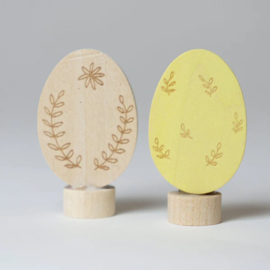 GRIMM'S | Decoratie figuur - paaseieren geel & naturel