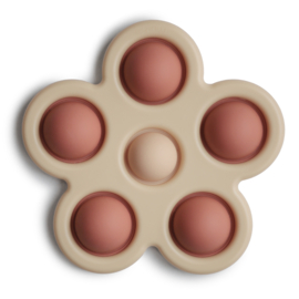 MUSHIE | Pop It Bloem Roze & Beige - Flower Press Baby Toy Blush Shifting Sand