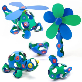 CLIXO | Magnetisch constructiespeelgoed - crew pack - blue & green - 30st