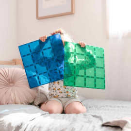 CONNETIX TILES | Magnetische bodemplaat groen & blauw - 2 stuks