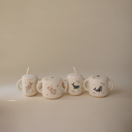 MUSHIE | Siliconen kinderbeker met rietje - whales
