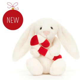 JELLYCAT | Knuffel Bashful Konijn met Zuurstok - Bunny with Candy Cane - 18 x 9 cm