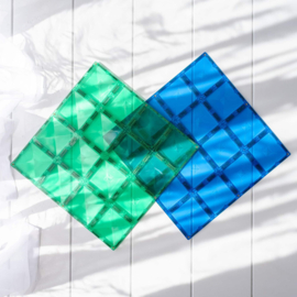 CONNETIX TILES | Magnetische bodemplaat groen & blauw - 2 stuks
