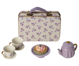 MAILEG | Poppenhuis theeservies in koffertje - Purple Madelaine