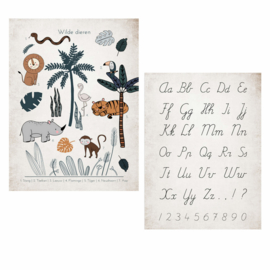 LITTLE & PURE | Poster wilde dieren ABC vintage (dubbelzijdig!)