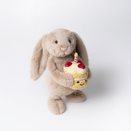 JELLYCAT | Bashful knuffel konijn met verjaardagstaart - 31x 12 x 9 cm
