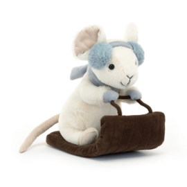 JELLYCAT | Knuffel muis met slee - Merry Mouse  Sleighing