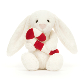 JELLYCAT | Knuffel Bashful Konijn met Zuurstok - Bunny with Candy Cane - 18 x 9 cm