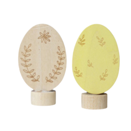 GRIMM'S | Decoratie figuur - paaseieren geel & naturel