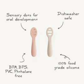 MUSHIE | Sensorische babylepel 2 st - blush & shifting sand