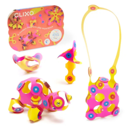 CLIXO | Magnetisch constructiespeelgoed - crew pack - pink & yellow - 30st