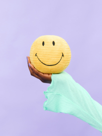 BON TON TOYS x Smiley | Knuffel Smiley corduroy geel - 13 cm