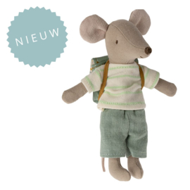 MAILEG | Muis grote broer met groene rugzak - Tricycle mouse big brother with bag