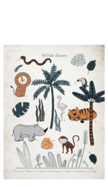LITTLE & PURE | Poster wilde dieren ABC vintage (dubbelzijdig!)