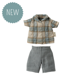 MAILEG | Konijn kleding - Geruite blouse en korte broek - size 1