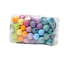 GRIMM'S | 120 gekleurde houten kralen pastel - 12 mm