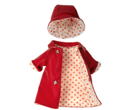 MAILEG | Teddy kleding - regenjas & hoed rood - moeder