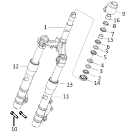 Malaguti Madison 300  '18-'20  jambe fourche droit cmpl. (Nr. 12)