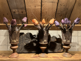 windlicht met tulpen, paars