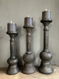 Donkere houten kandelaar 35cm