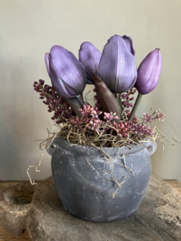 Pot met kunst tulpen