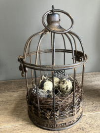 Metalen kooitje met nestje, 20cm.