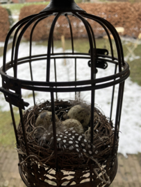 Metalen kooitje met nestje, 20cm.