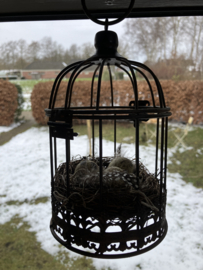Metalen kooitje met nestje, 20cm.
