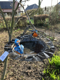 Metalen waterbadje met ijsvogeltjes