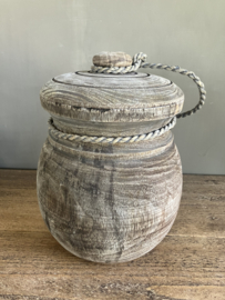 Ronde houten pot met deksel, 1