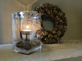 Setje, vierkant glazen windlicht