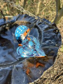 Metalen waterbadje met ijsvogeltjes