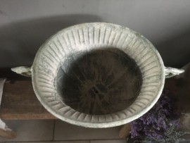 Metal green pot met oren 32cm (m),