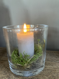 Kleine led stomkaars in taupe
