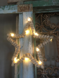 Jute ster met led, 16cm.