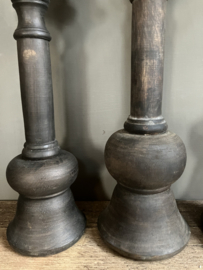 Donkere houten kandelaar 35cm