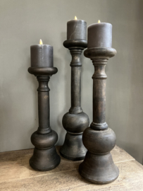 Donkere houten kandelaar 35cm