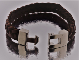 BJ-007 Bruin Leren Armband met roestvrijstalen sluiting