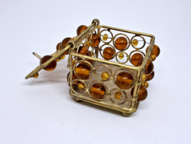 Vintage sieradendoosje amberkleurig