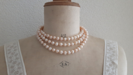 Vintage ketting roze zoetwaterparels