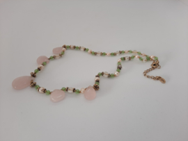 Vintage ketting, Monet, met roze kwarts