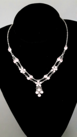 Jaren '80 zilverkleurige ketting met roze strass