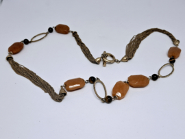Ketting van Monet met faux tijgeroog en faux kwarts
