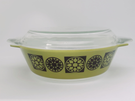 Jaren '60 Pyrex JAJ schaal 509, 'green medaillon'