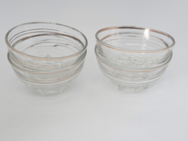 Vier vintage glazen schaaltjes met gouden randje, Italy
