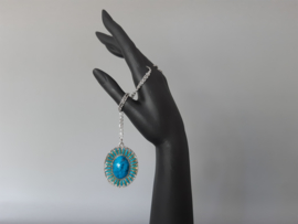 Vintage ketting Ibiza stijl met faux turquoise hanger