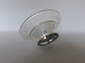Vintage plateautje van glas op voetje